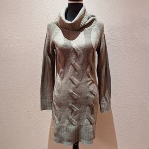 Cowl Taupe Knit Sweater Dress Large